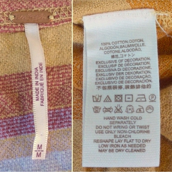 Free People Vintage Stripe Swing Top Tank Gold Combo Medium - Picture 12 of 15